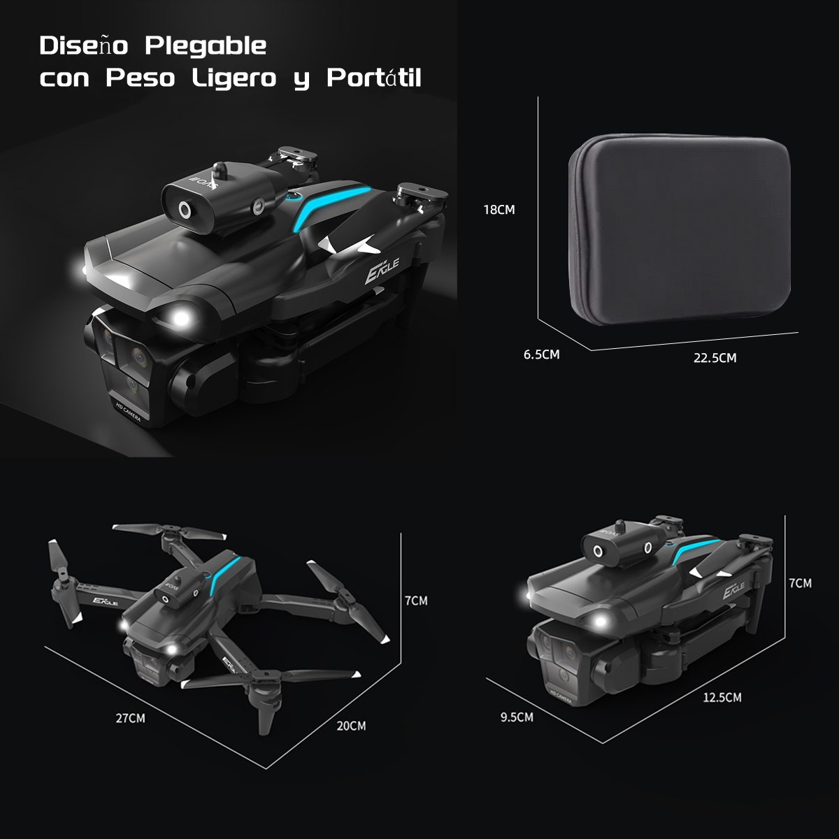 Mini Drone HYTOBP 4k con Cámara Profesional Control Remoto FPV HD 2.4GHz 3 Baterías