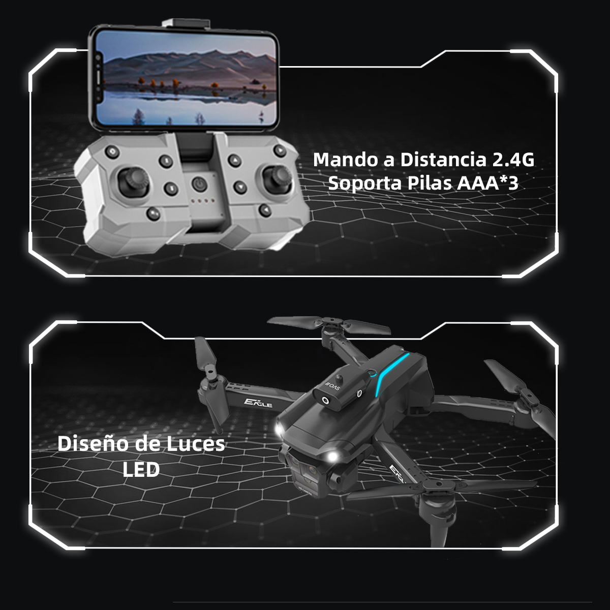Mini Drone HYTOBP 4k con Cámara Profesional Control Remoto FPV HD 2.4GHz 3 Baterías