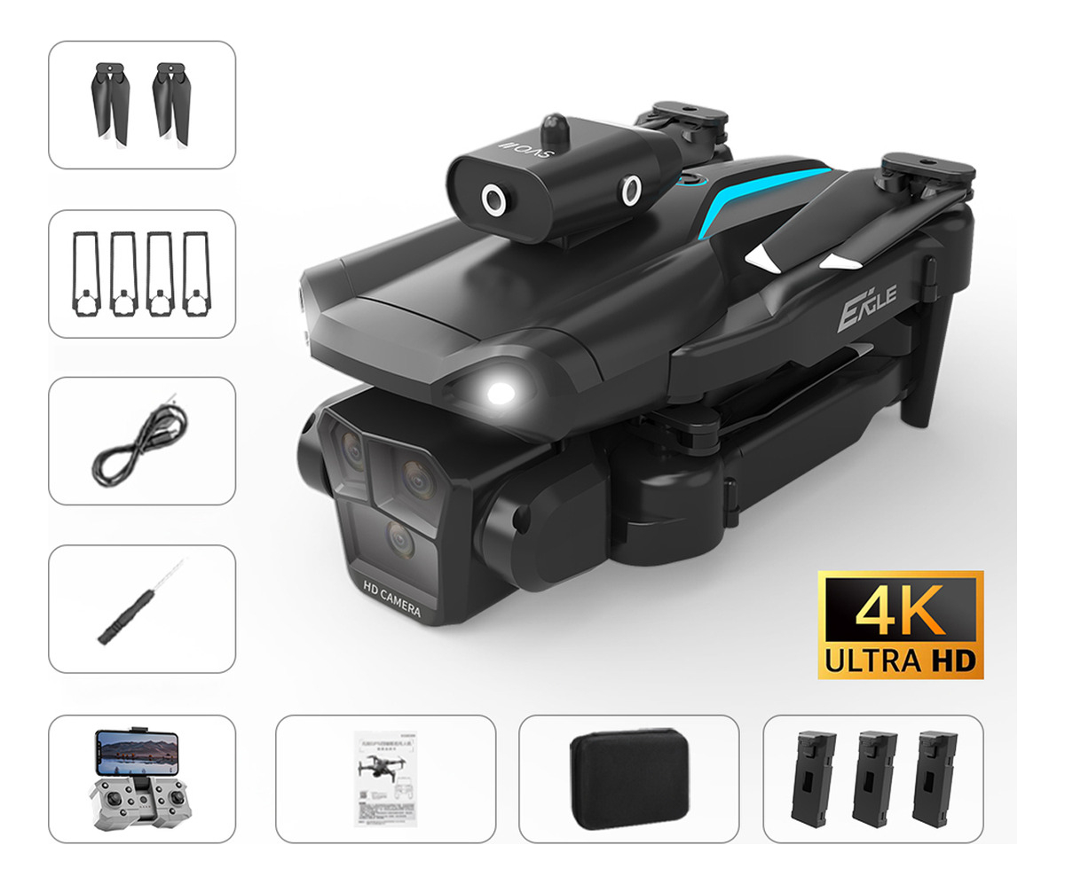 Mini Drone HYTOBP 4k con Cámara Profesional Control Remoto FPV HD 2.4GHz 3 Baterías