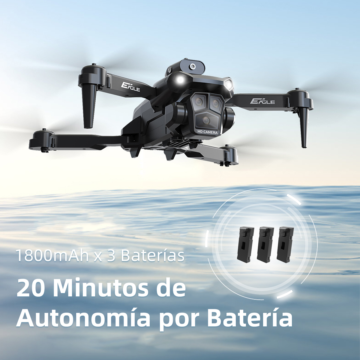 Mini Drone HYTOBP 4k con Cámara Profesional Control Remoto FPV HD 2.4GHz 3 Baterías