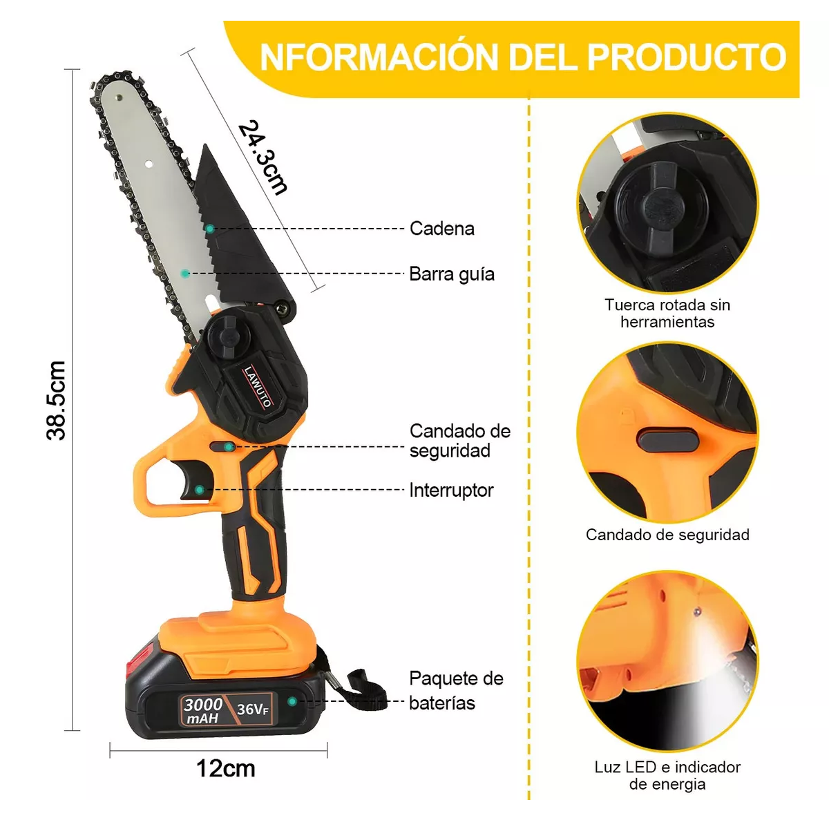 Jardineria Motosierra Portatil Inalambrica Electricas 8 In