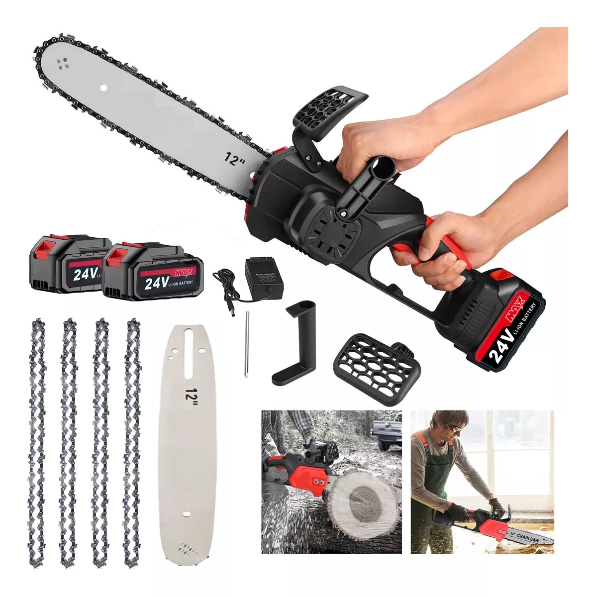 Motosierra Eléctrica Inalámbrica Portatil Sin Escobillas 24v