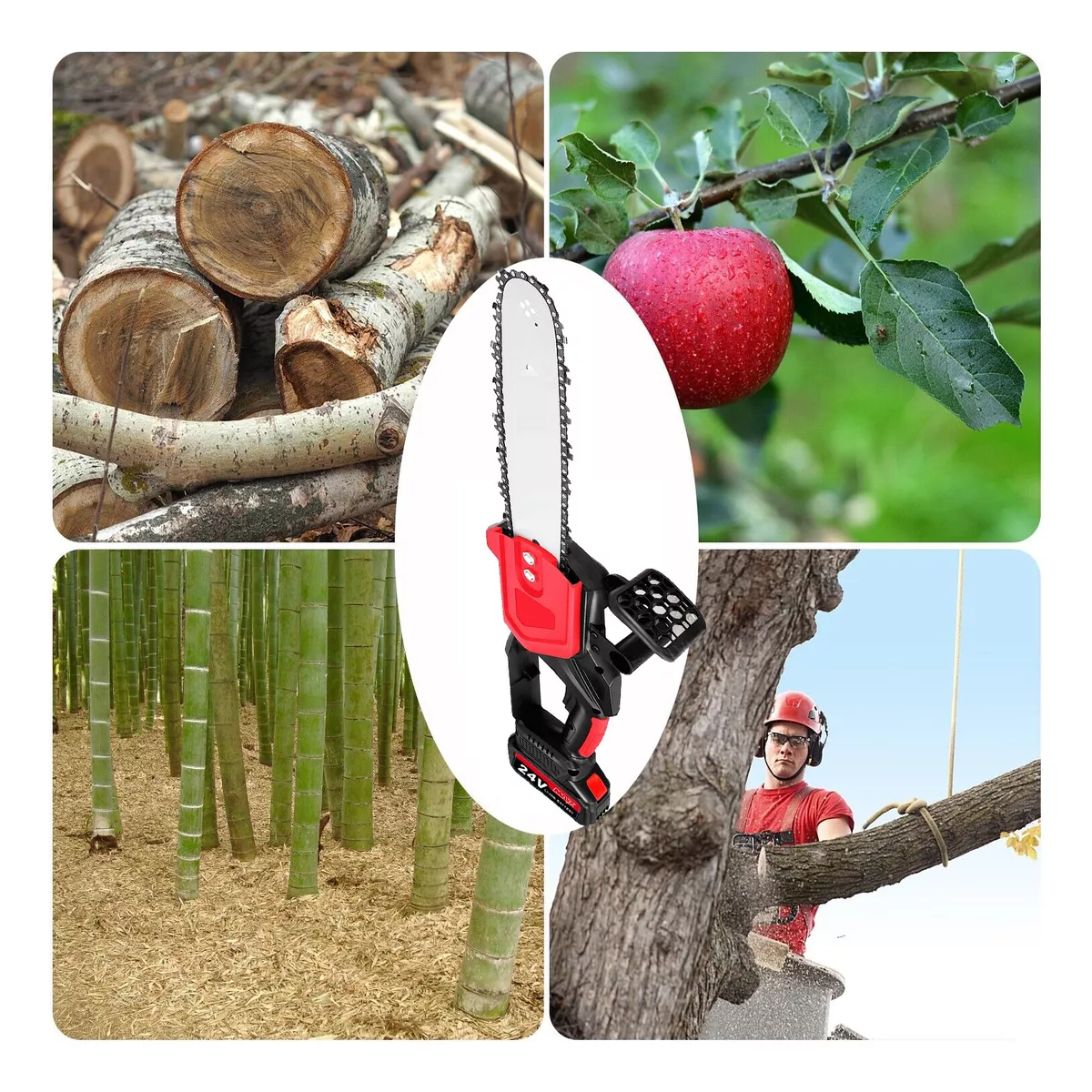 Motosierra Eléctrica Inalámbrica Portatil Sin Escobillas 24v