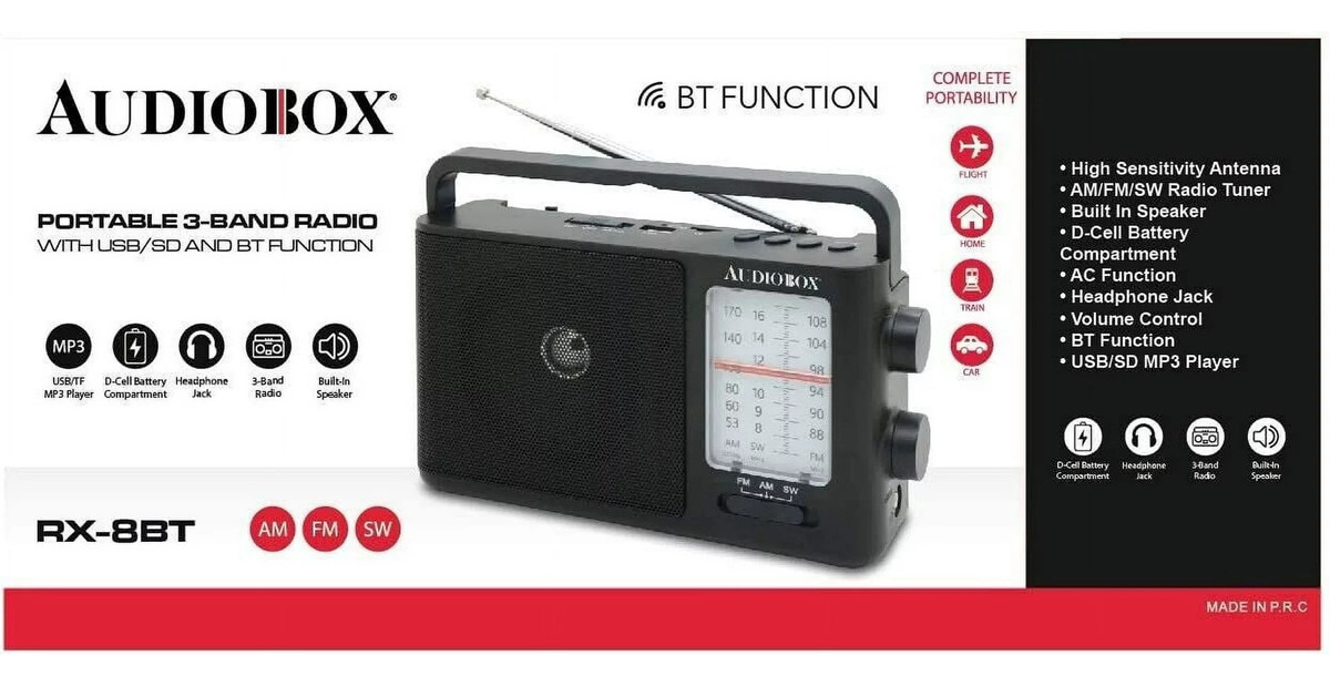 Radio Retro Inalámbrico Bluetooth AM FM USB Auricular ‎RX-8 Audiobox