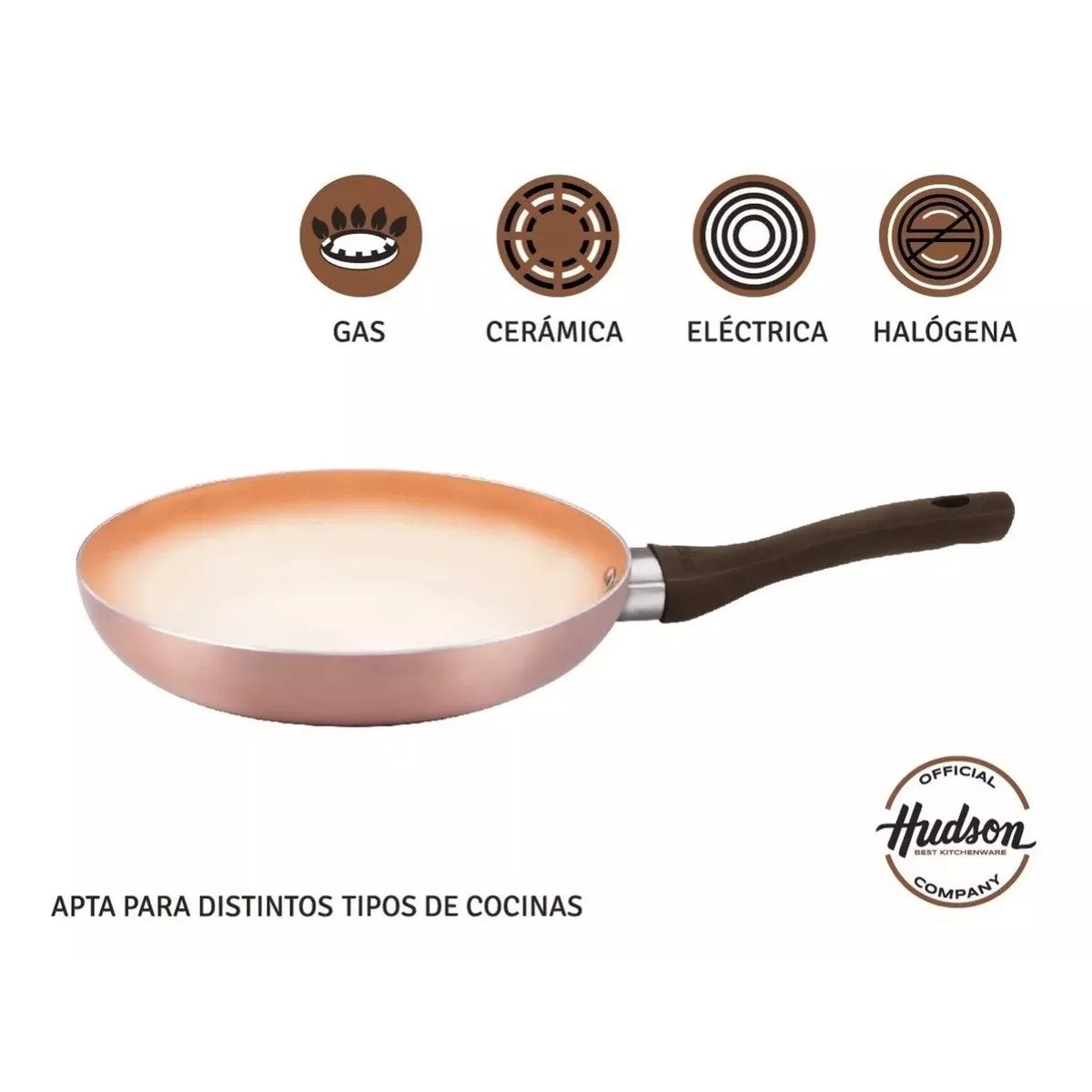 2 sartenes HUDSON Aluminio 24/26cm color cobre antihaderente.