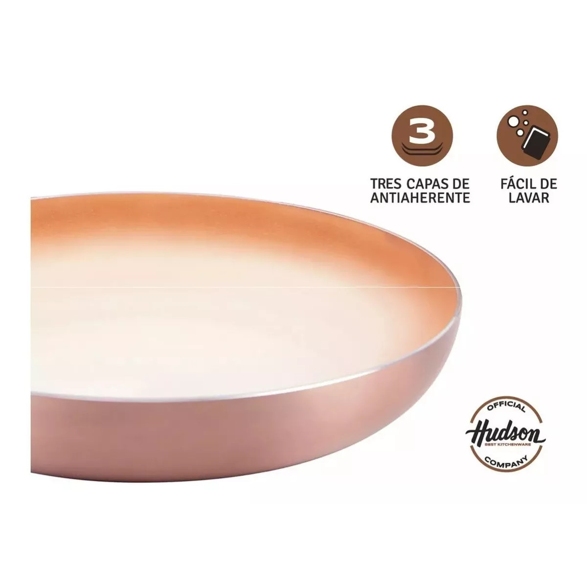 2 sartenes HUDSON Aluminio 24/26cm color cobre antihaderente.