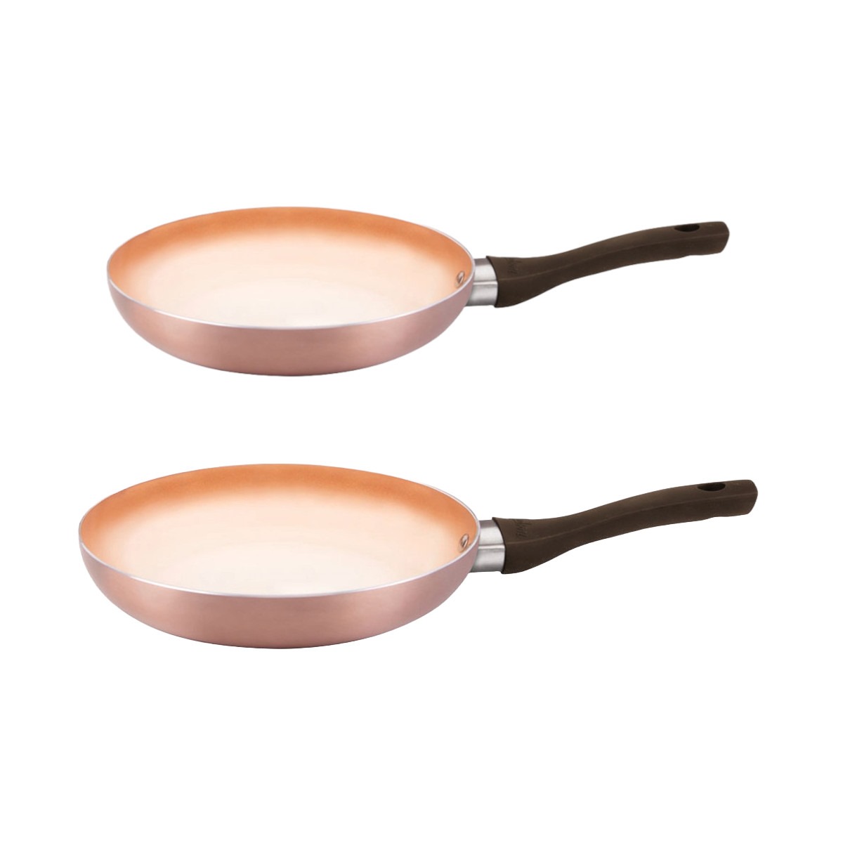 2 sartenes HUDSON Aluminio 24/26cm color cobre antihaderente.