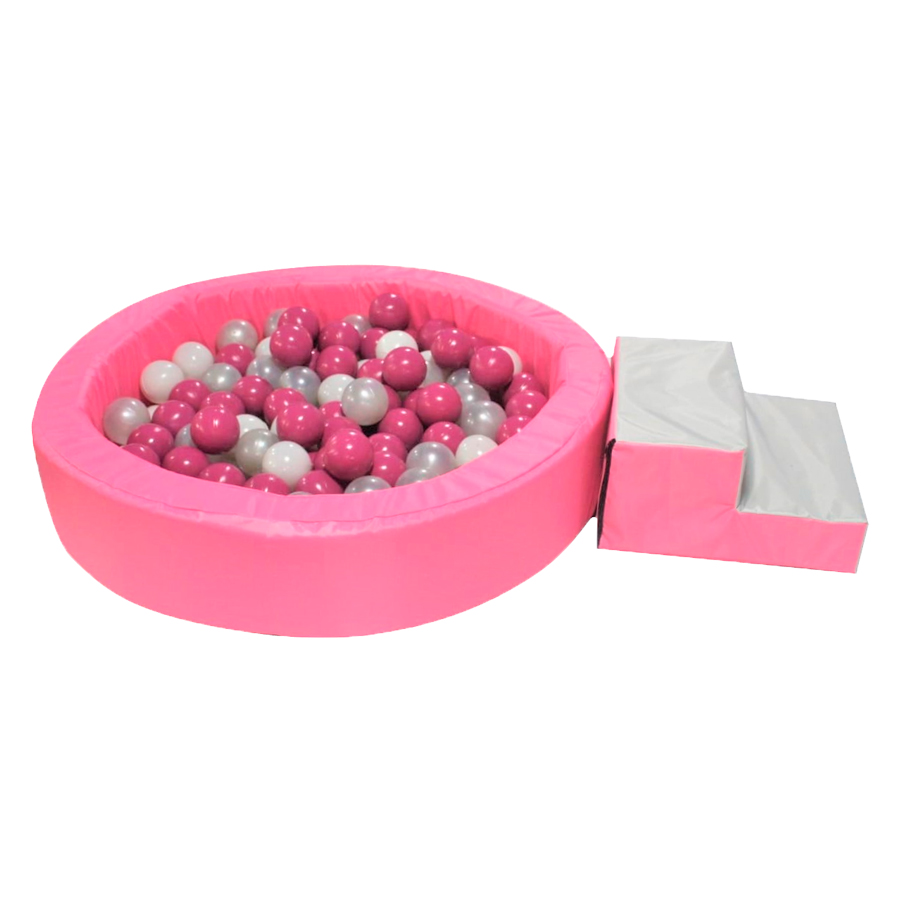 Alberca De Pelotas Con Escalera + 50 PELOTAS DE REGALO Color Rosa Perla 