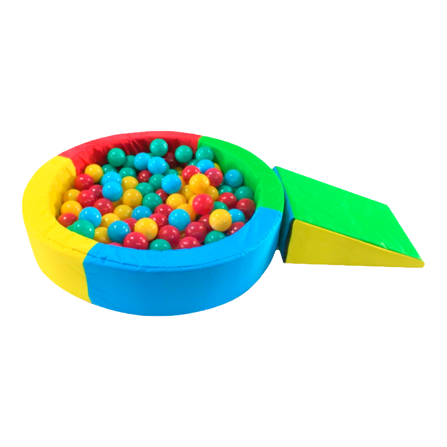 Alberca De Pelotas Con Rampa Y Escalera + Rodillo+ 50 POTAS DE REGALO Multicolor 