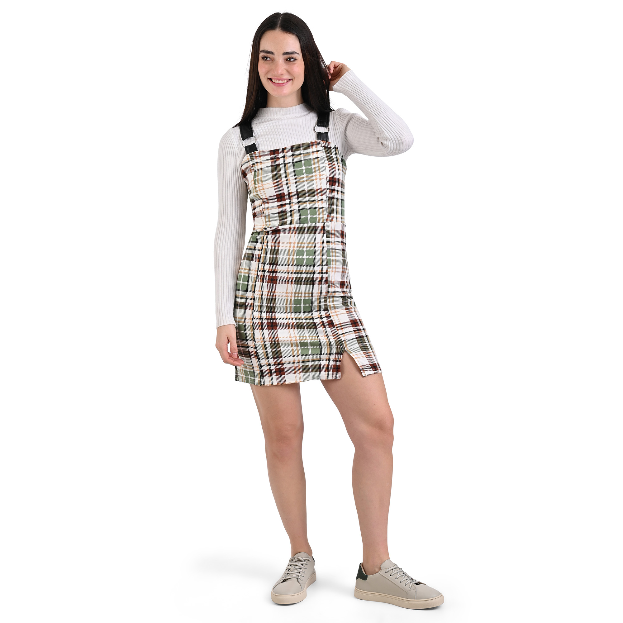 Vestido corto Dama tipo jumper, Cómodo, Moda Casual, Fresco, Juvenil Primaveral, con tirantes en contraste,tambien para playa Mod.J4196C.