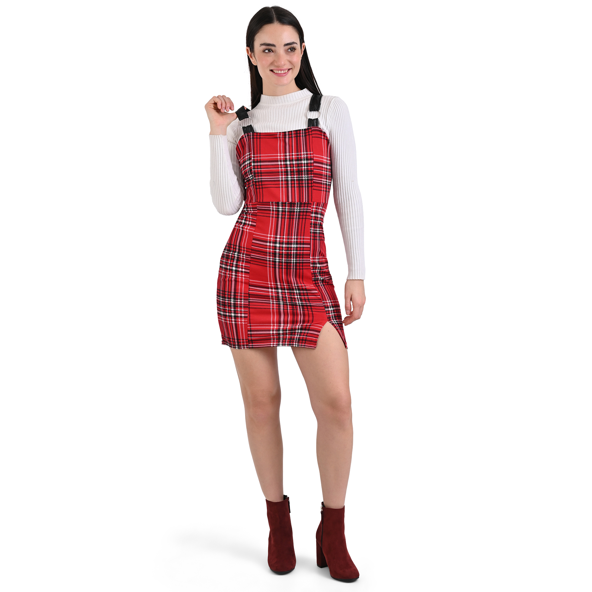 Vestido corto Dama tipo jumper, Cómodo, Moda Casual, Fresco, Juvenil Primaveral, con tirantes en contraste,tambien para playa Mod.J4196C.