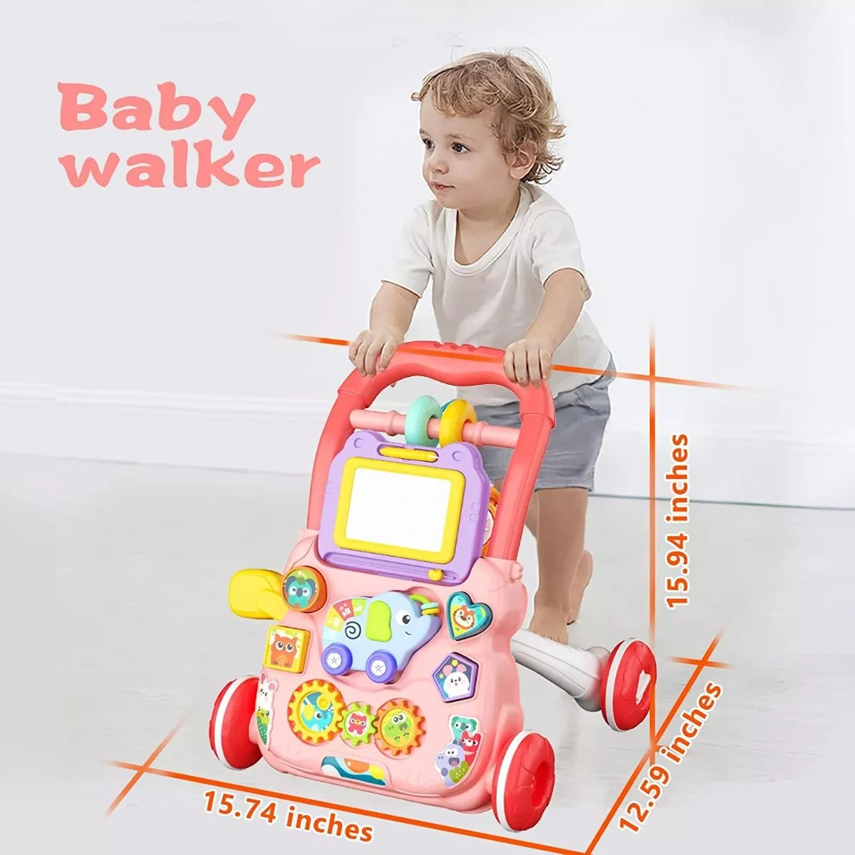Andador Caminador Bebe Musical Panel Didactico Kiddos ROSA.