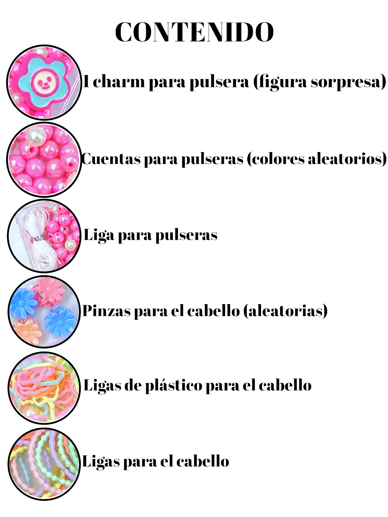 Estuche De Accesorios Para El Cabello Niña Ligas Donas Pinza