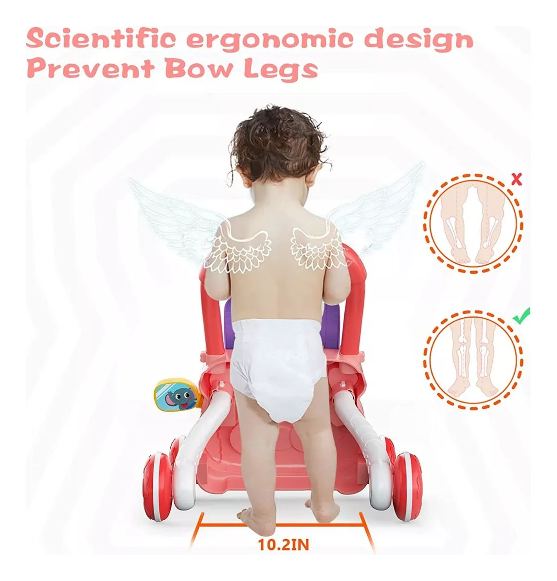 Andador Caminador Bebe Musical Panel Didactico Kiddos ROSA.