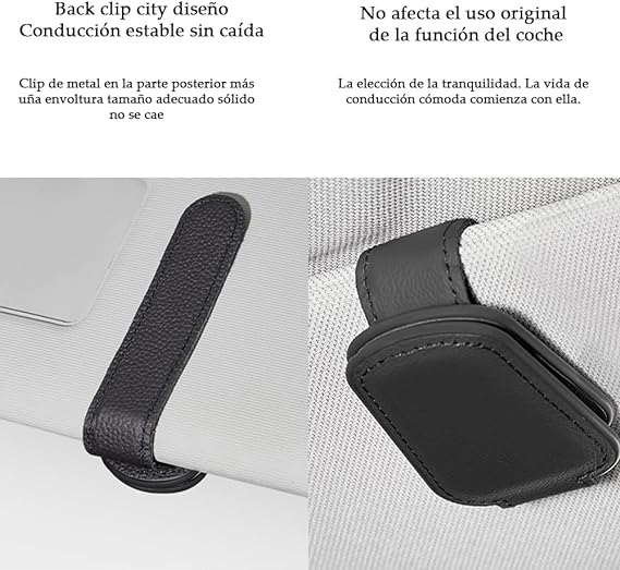 AKASENKO Soporte magnético de Piel para anteojos de Sol para Coche, Clip magnético para Colgar anteojos para Visera de Coche, Adecuado para Diferentes tamaños de Vasos，Accesorios de Coche (Negro) Marca: AKASENKO