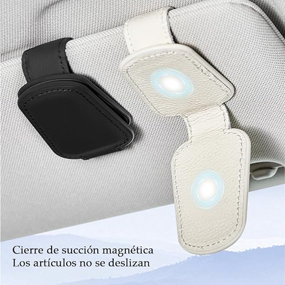 AKASENKO Soporte magnético de Piel para anteojos de Sol para Coche, Clip magnético para Colgar anteojos para Visera de Coche, Adecuado para Diferentes tamaños de Vasos，Accesorios de Coche (Negro) Marca: AKASENKO
