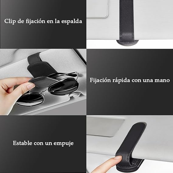 AKASENKO Soporte magnético de Piel para anteojos de Sol para Coche, Clip magnético para Colgar anteojos para Visera de Coche, Adecuado para Diferentes tamaños de Vasos，Accesorios de Coche (Negro) Marca: AKASENKO