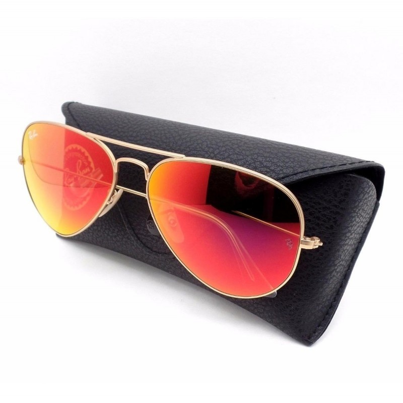 Lentes de sol Ray Ban Rb3026 112/69 Aviator Rojo Espejo Gota Grande