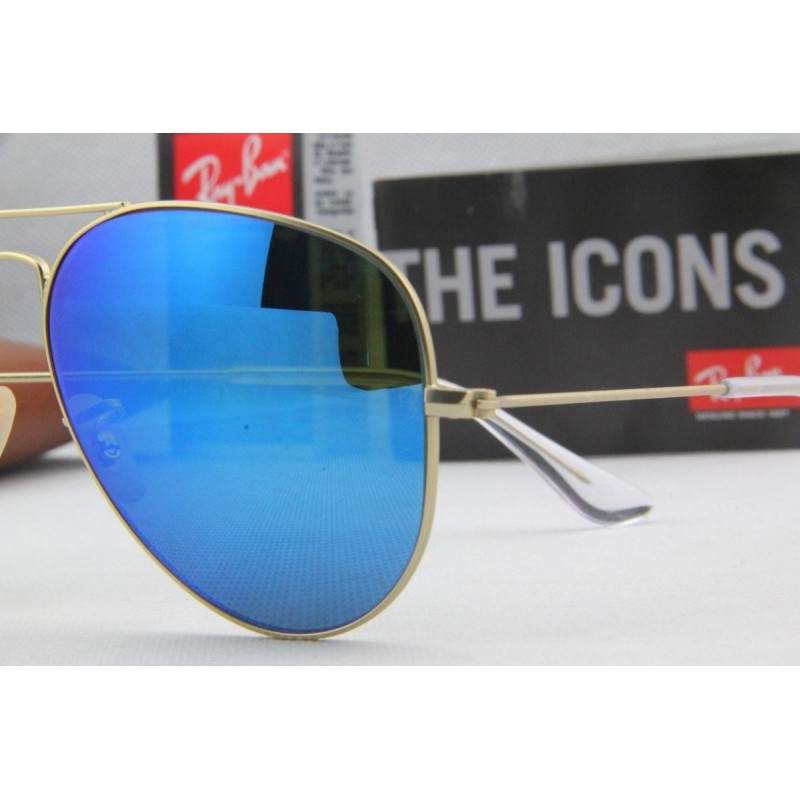 Lentes de sol Ray Ban Rb3026 112/17 Aviator Azul espejo Gota Grande