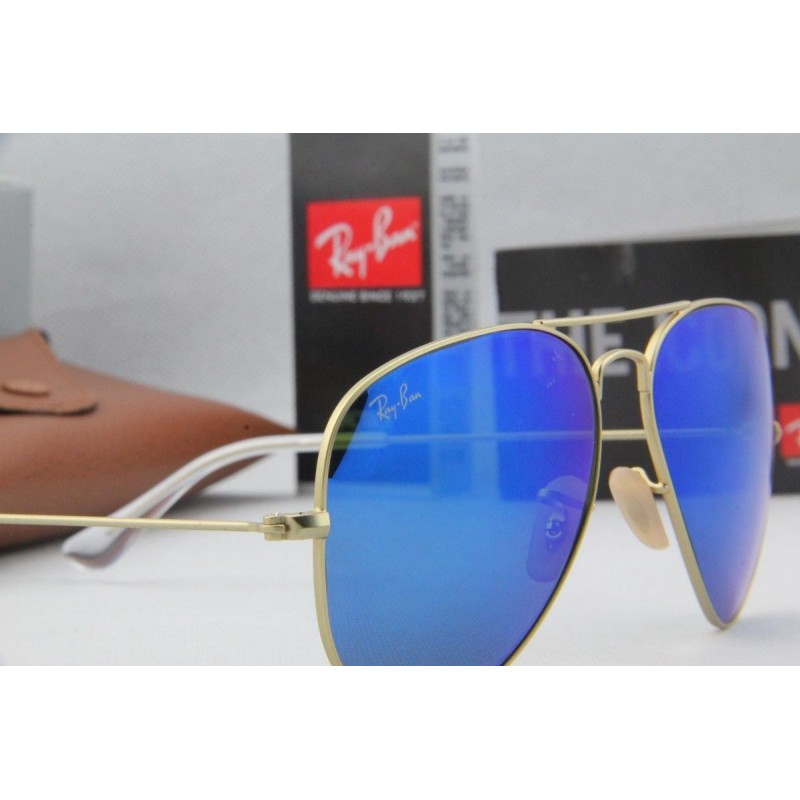 Lentes de sol Ray Ban Rb3026 112/17 Aviator Azul espejo Gota Grande