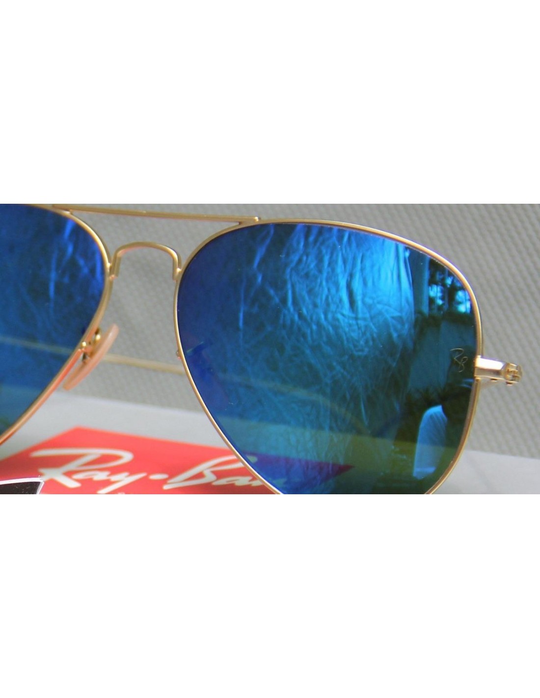 Lentes de sol Ray Ban Rb3026 112/17 Aviator Azul espejo Gota Grande