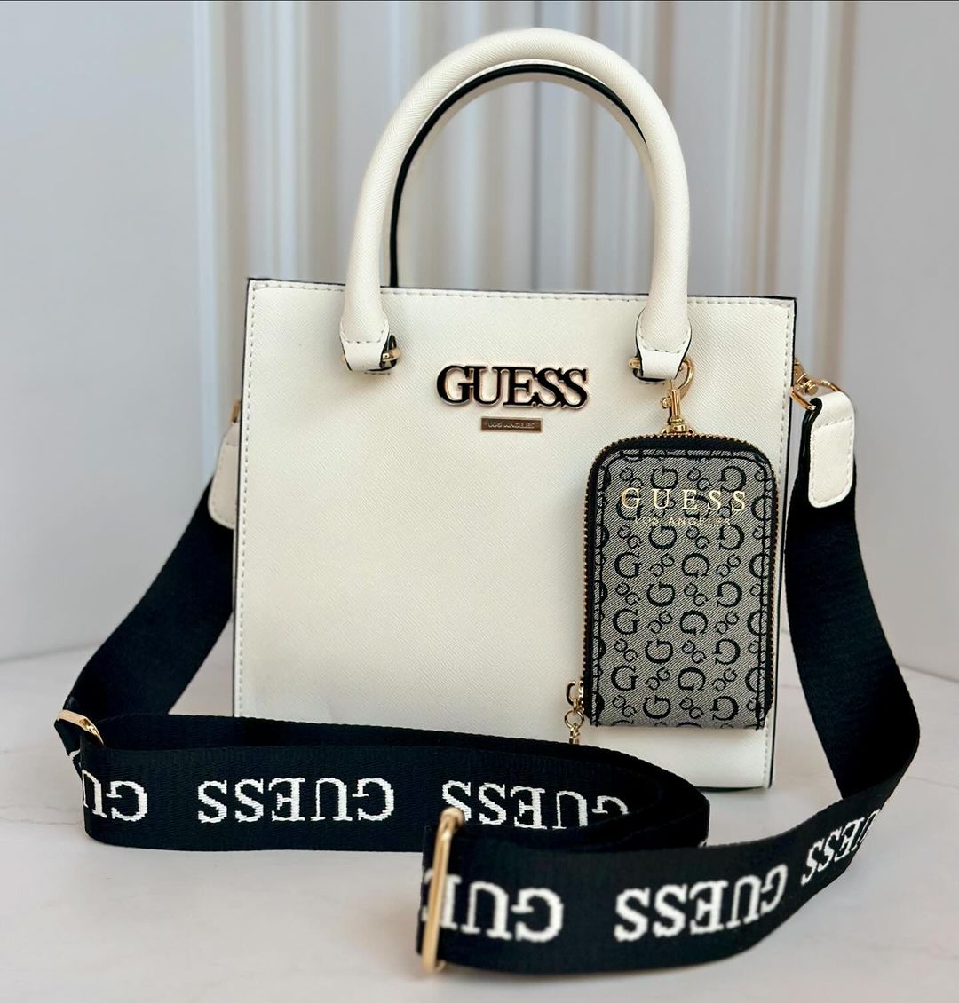 Bolso Satchel Pequeño De Piel Sintética Saffiano Guess Original
