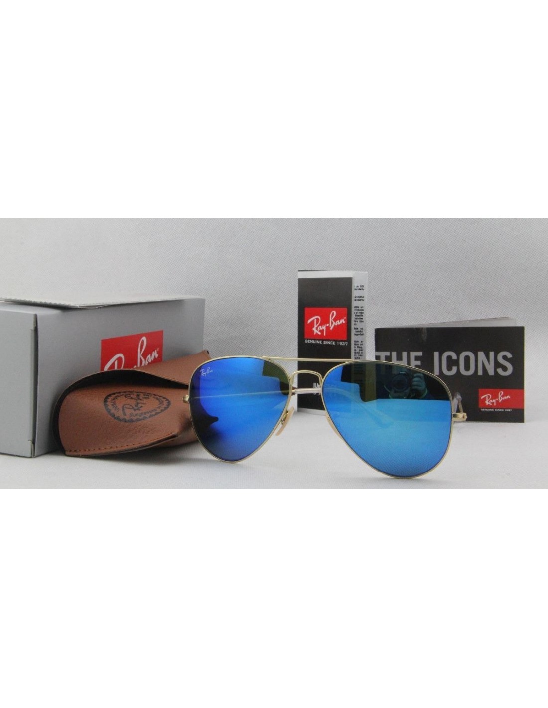 Lentes de sol Ray Ban Rb3026 112/17 Aviator Azul espejo Gota Grande