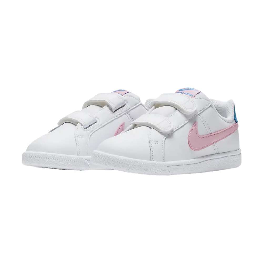 Tenis Nike de Bebe Court Royale (TDV) Blanco-Rosa de Niñas 833537-110.