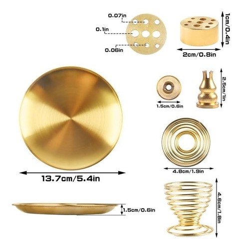 "Quemador De Incienso Palo Santo Porta Incienso Con Cenicero Dorado "