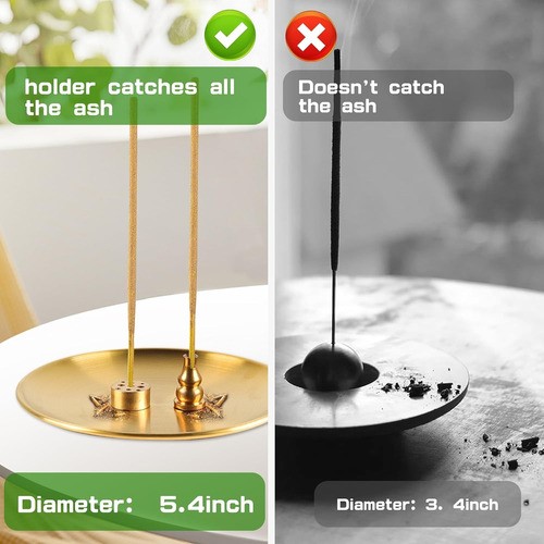 "Quemador De Incienso Palo Santo Porta Incienso Con Cenicero Dorado "