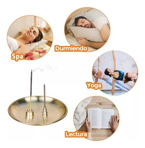 "Quemador De Incienso Palo Santo Porta Incienso Con Cenicero Dorado "