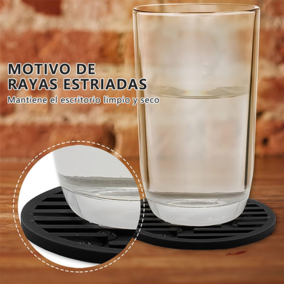 "8 Portavasos Para Mesa De Silicona Posavasos Negros Grandes "