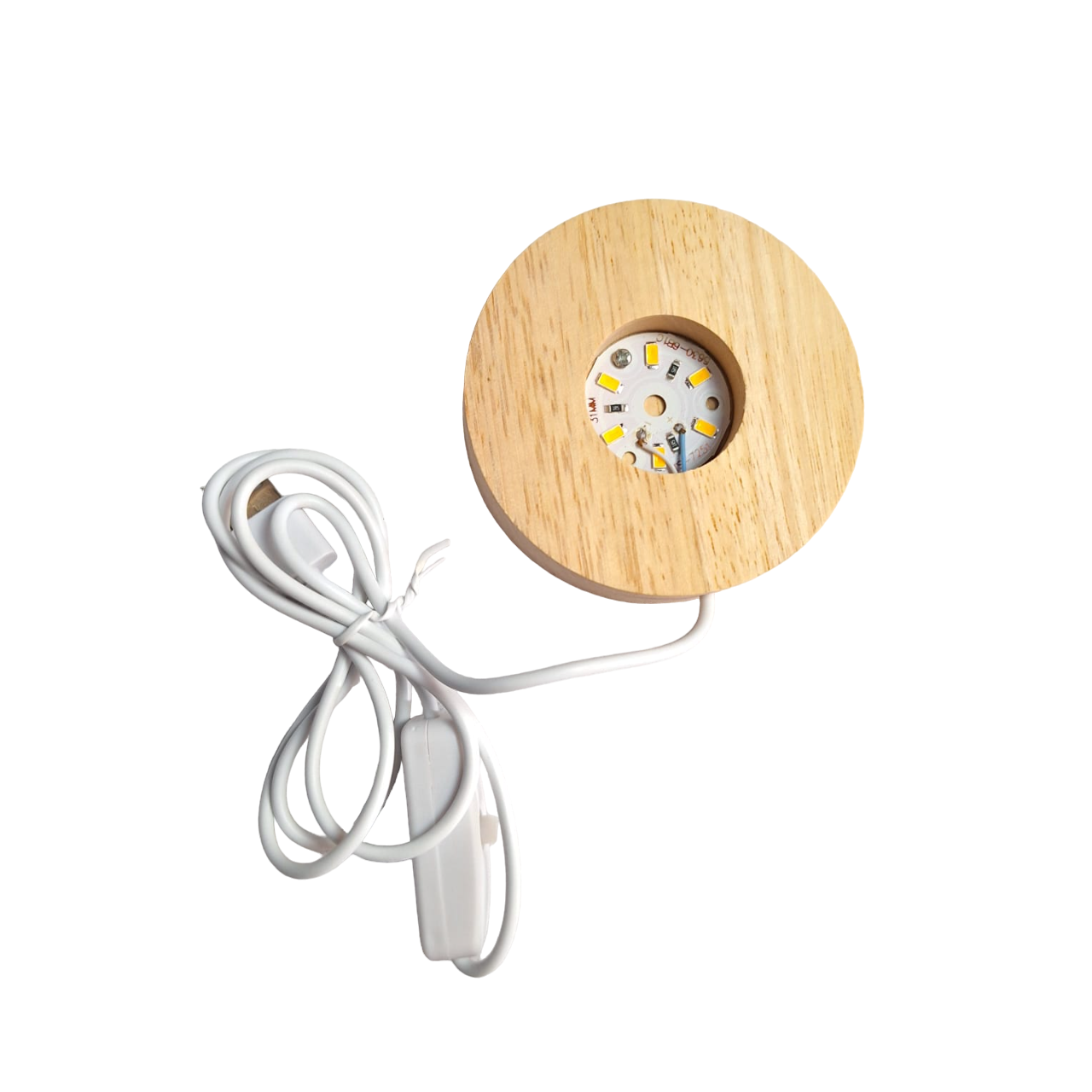 Base Con Luz Led Y Cable Usb Soporte Redondo Color Beige Para Exhibición