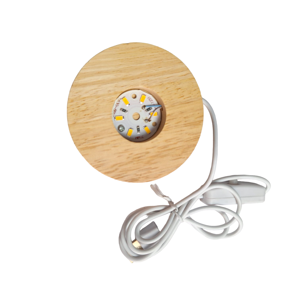 Base Con Luz Led Y Cable Usb Soporte Redondo Color Beige Para Exhibición