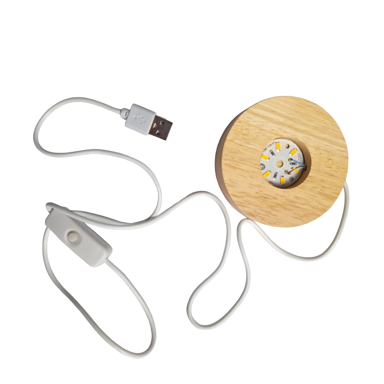 Base Con Luz Led Y Cable Usb Soporte Redondo Color Beige Para Exhibición