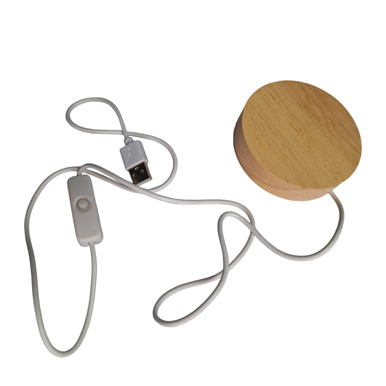 Base Con Luz Led Y Cable Usb Soporte Redondo Color Beige Para Exhibición