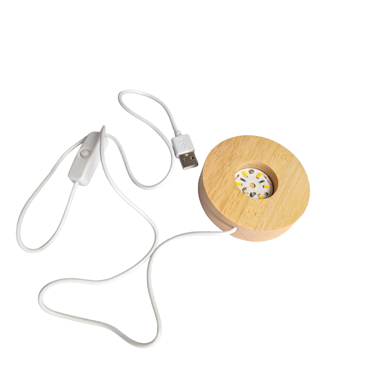 Base Con Luz Led Y Cable Usb Soporte Redondo Color Beige Para Exhibición