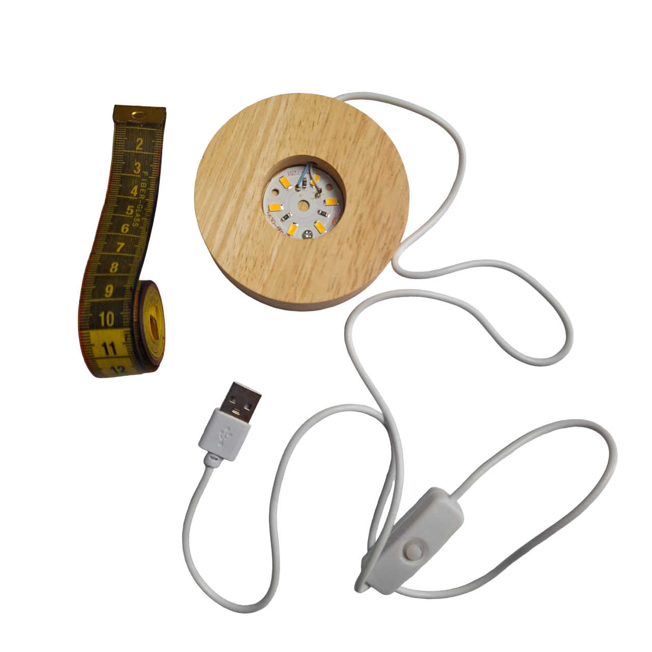 Base Con Luz Led Y Cable Usb Soporte Redondo Color Beige Para Exhibición