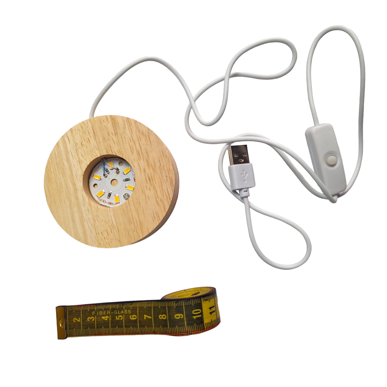 Base Con Luz Led Y Cable Usb Soporte Redondo Color Beige Para Exhibición