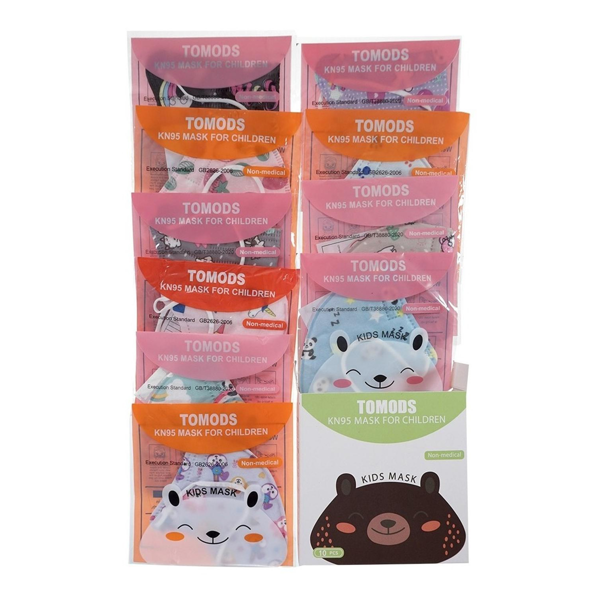 10 Cubrebocas kn95 Infantil Certificado, con 4 capas de protección, Edad sugerida 4 a 10 años. Mascarilla fabricada en  polipropileno, algodon y elástico, desechable.