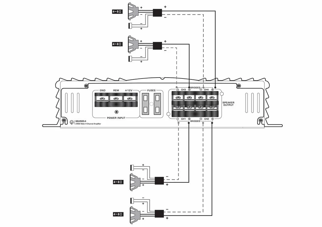 Amplificador 4 Canales Quantum QEA800.4 3200W Clase AB.