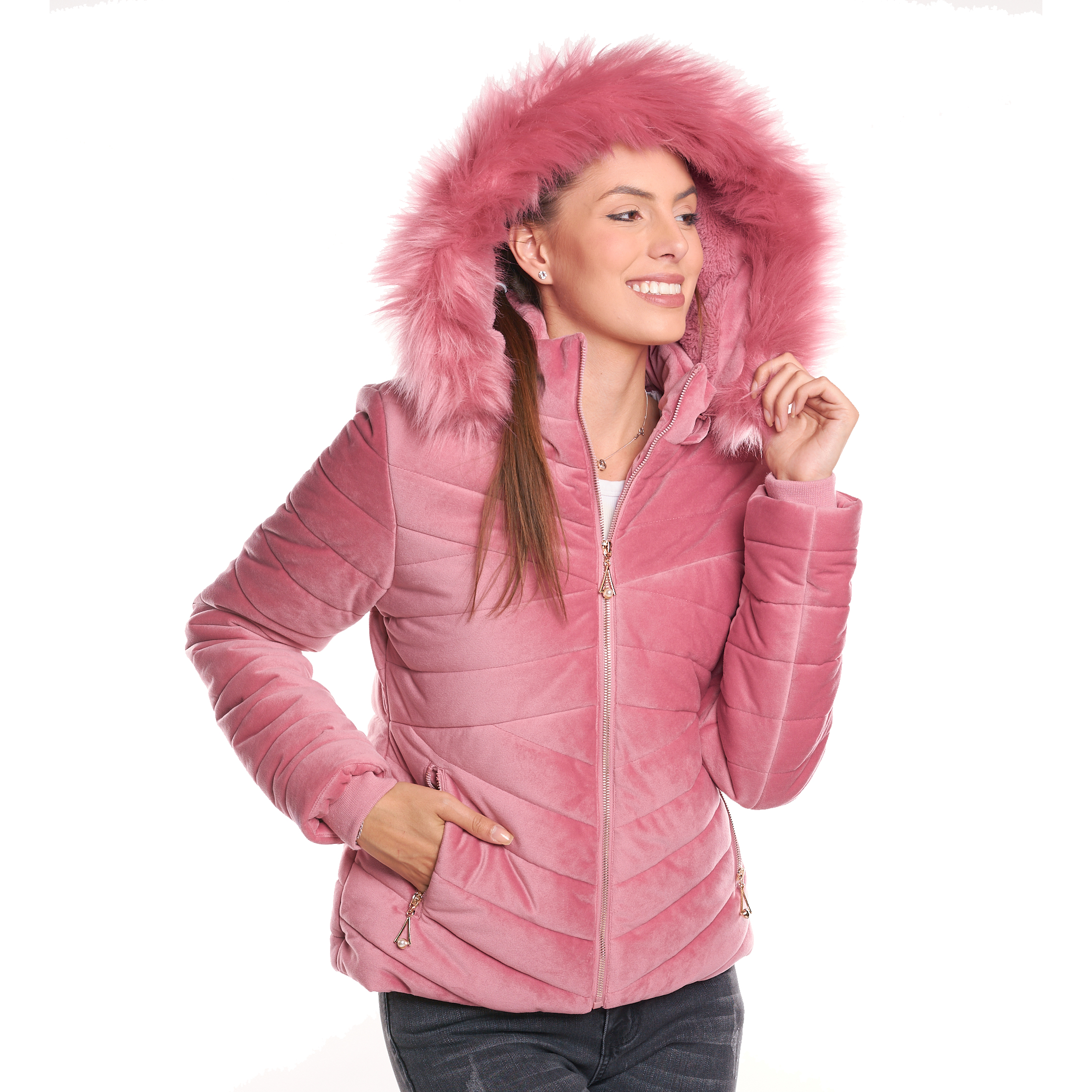 Chamarra de terciopelo con gorro desmontable Polo Retro