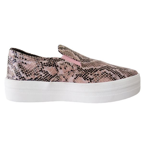 TENIS SLIP ON CON PLATAFORMA PARA MUJER ANIMAL PRINT MARCA PAVIMX MOD.505