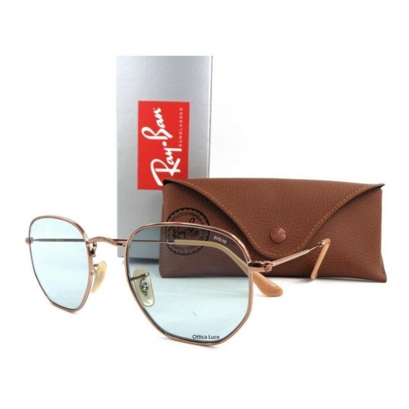 Lentes de sol Ray Ban Rb3548n 91310Y Hexagonal Flat Azul Transparente Icon