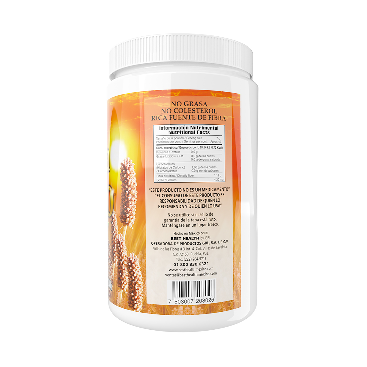 Fibra Pureza de Oro 340g BEST HEALTH Fibra PREMIUM 100% Natural Sabor Natural