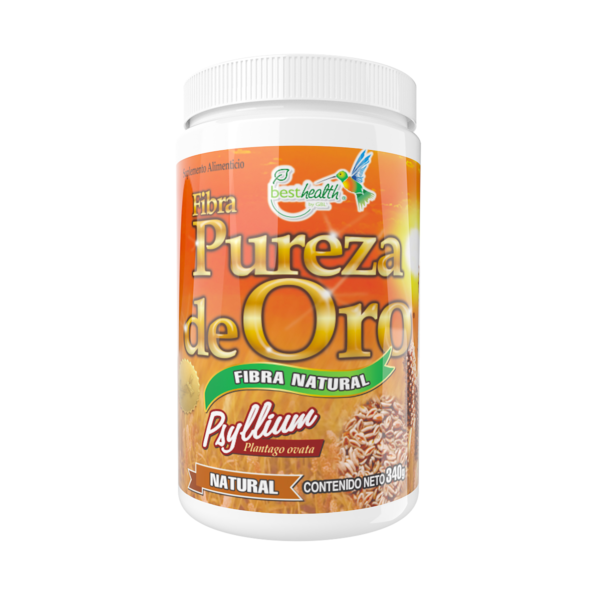 Fibra Pureza de Oro 340g BEST HEALTH Fibra PREMIUM 100% Natural Sabor Natural