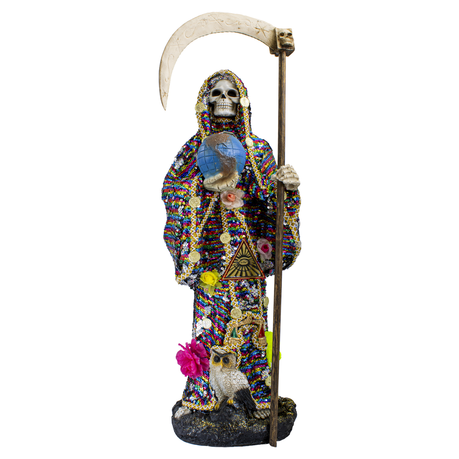 Santa Muerte Manto Magico Mil Colores 70 Cm Vestida