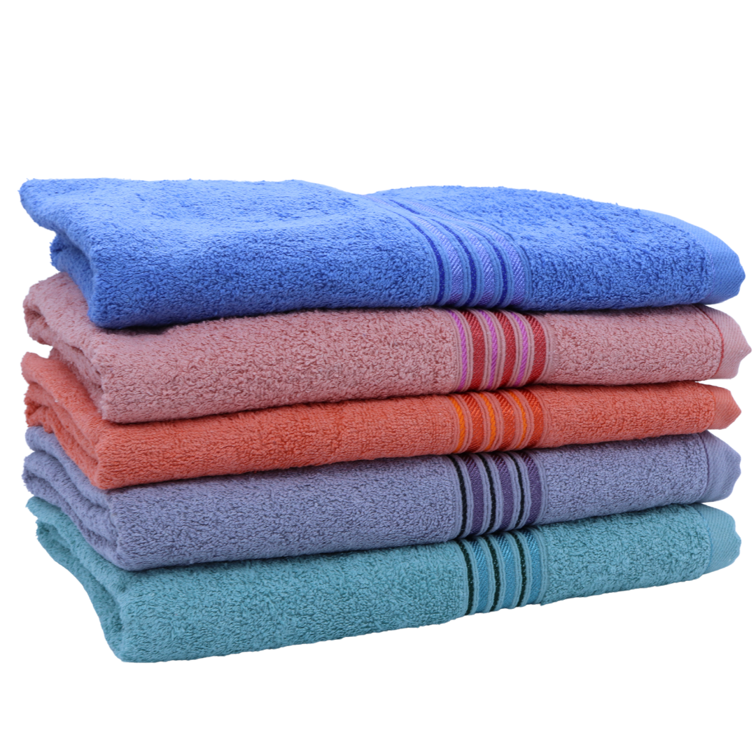 Toallas de baño Grandes de algodón 80%, Juego de 5 Toallas, 600 Gramos por Metro Cuadrado, Colores Vibrantes Secado rápido y superabosrbentes (3 Listones)