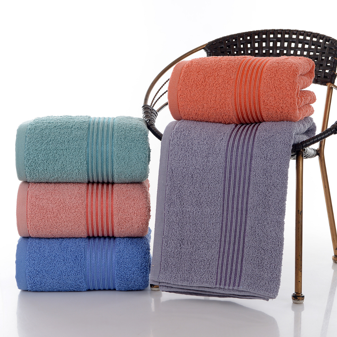 Toallas de baño Grandes de algodón 80%, Juego de 5 Toallas, 600 Gramos por Metro Cuadrado, Colores Vibrantes Secado rápido y superabosrbentes (3 Listones)