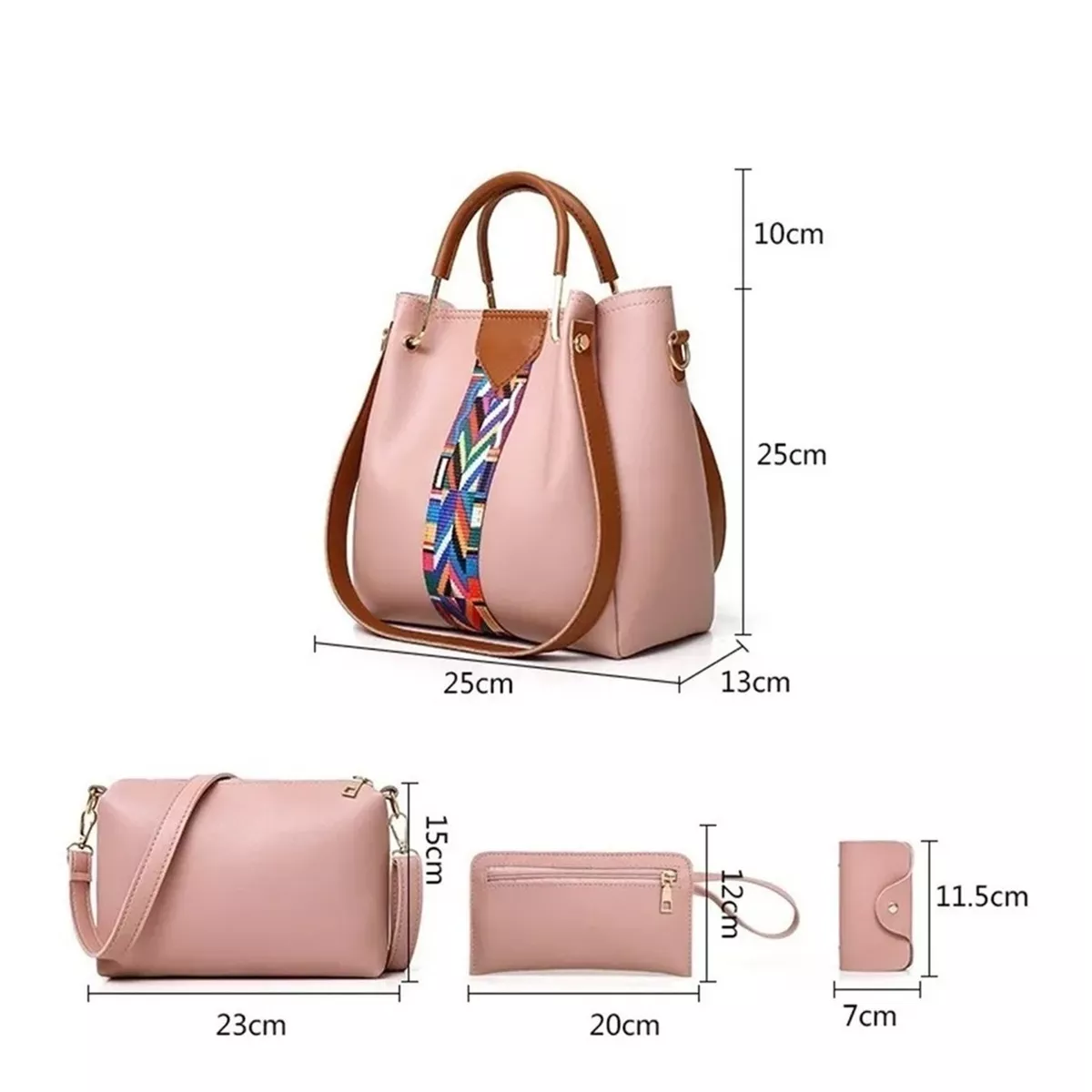 Set 4 Bolsas Mujer Moda Dama Crossbody Cosmetiquera Correa